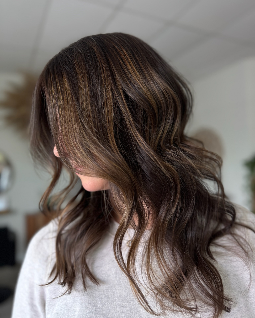 face-framing layers and curtain bangs